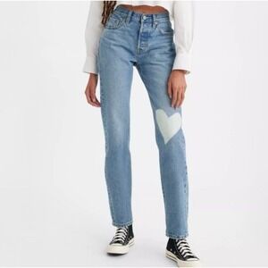 Levi's 501 90s‎ Patchwork Heart Jeans Road Tripping Sz 26x30 150th Anniversary